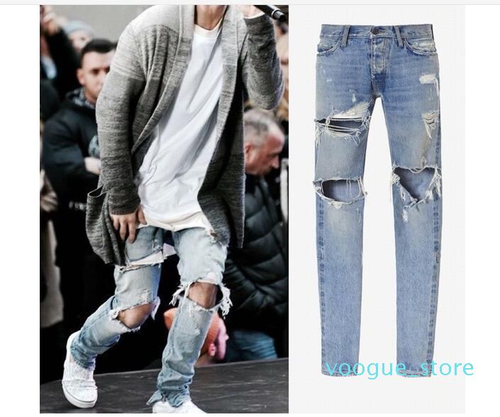 mens ripped slim straight jeans
