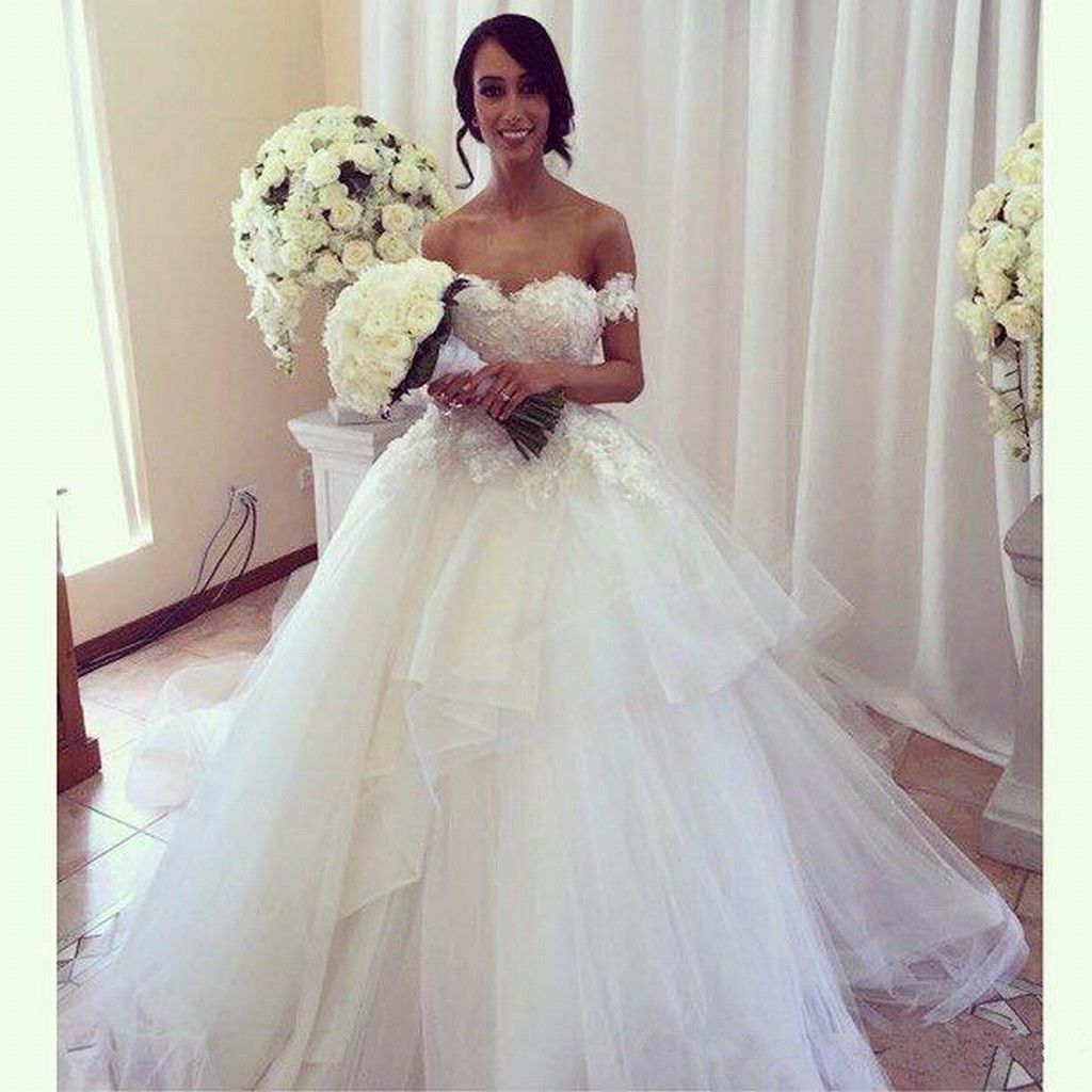 Vestido De Casamento Weiss Spitze Brautkleider Prinzessin