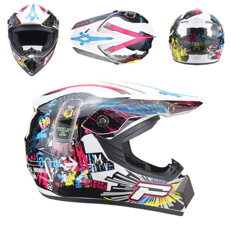 A Motocross Helmet Ni/ños Motocicleta Casco Motocross Casco Ni/ños Rosa Visor Completo Off Road Cross Cascos Con Gafas,L 56~57Cm