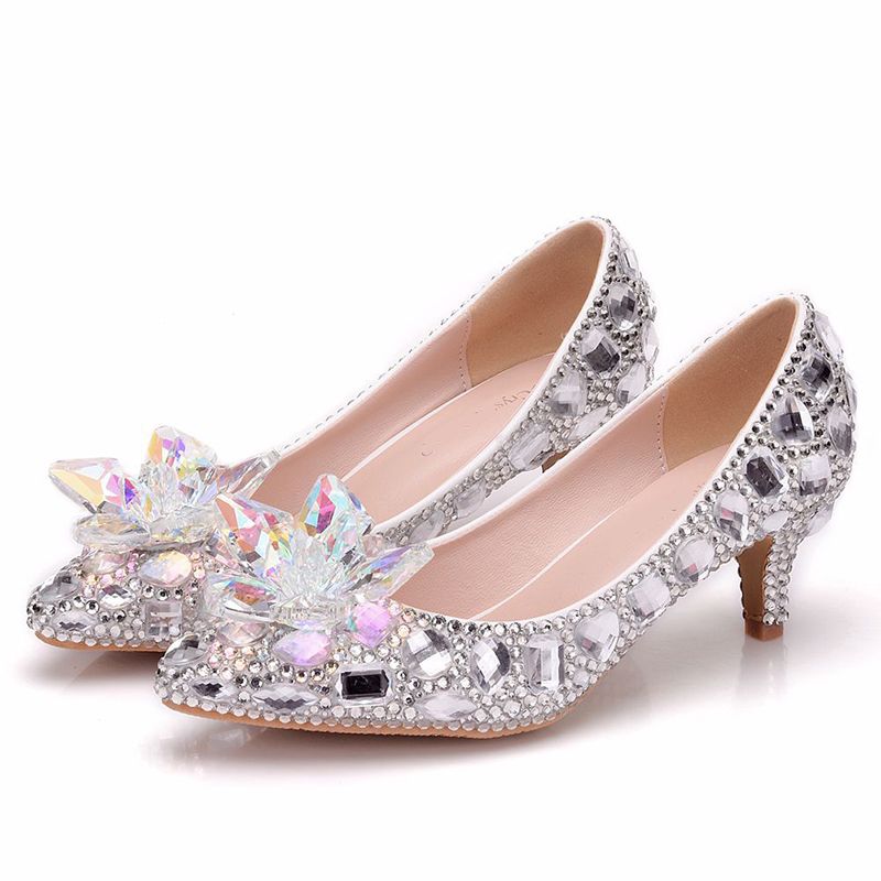 2 Polegadas Médio Calcanhar Sapatos De Vestido De Casamento De Prata AB  Cristal Cinderela Prom Party Shoes Cerimônia De Formatura De Salto Alto  Tamanho 10 De Nancywedding, $325,83 | Pt.Dhgate.Com