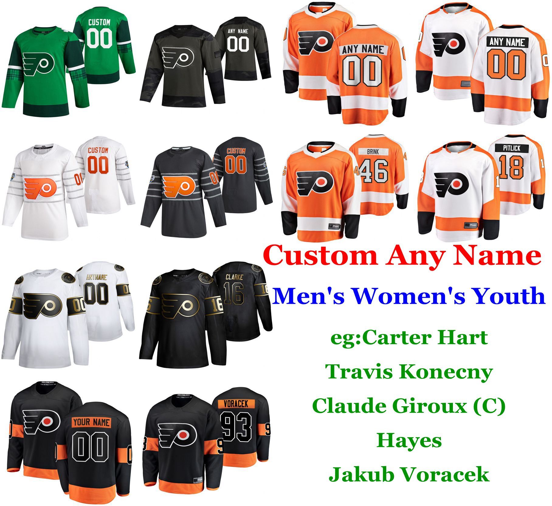 2020 S 6XL 2020 All Star Game Philadelphia Flyers Hockey Jerseys Carter Hart Jersey Ivan ...
