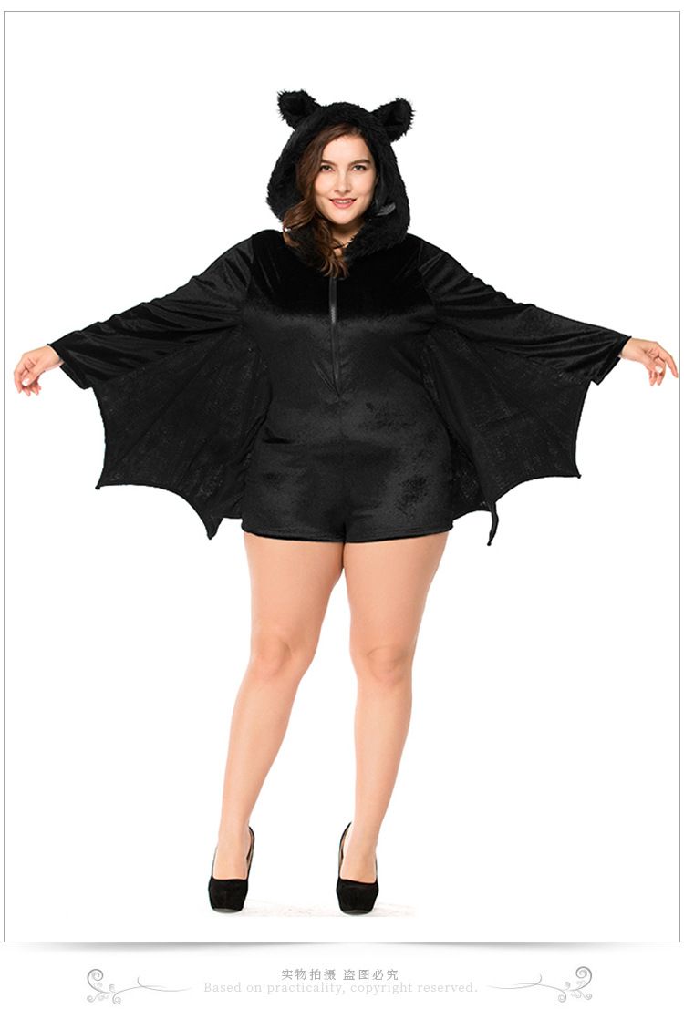 Women Vampire Bat Costume Adult Cosplay Jumpsuit Halloween Fancy Dress