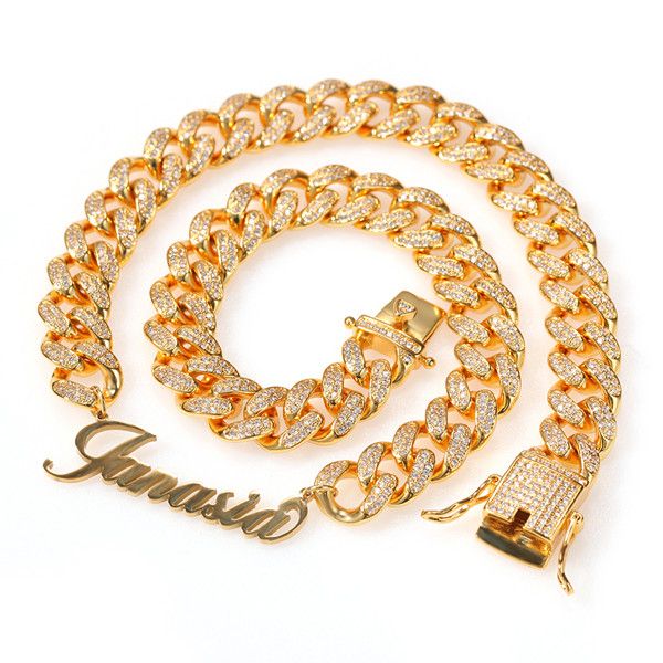 gold name with 18inch cuban chain