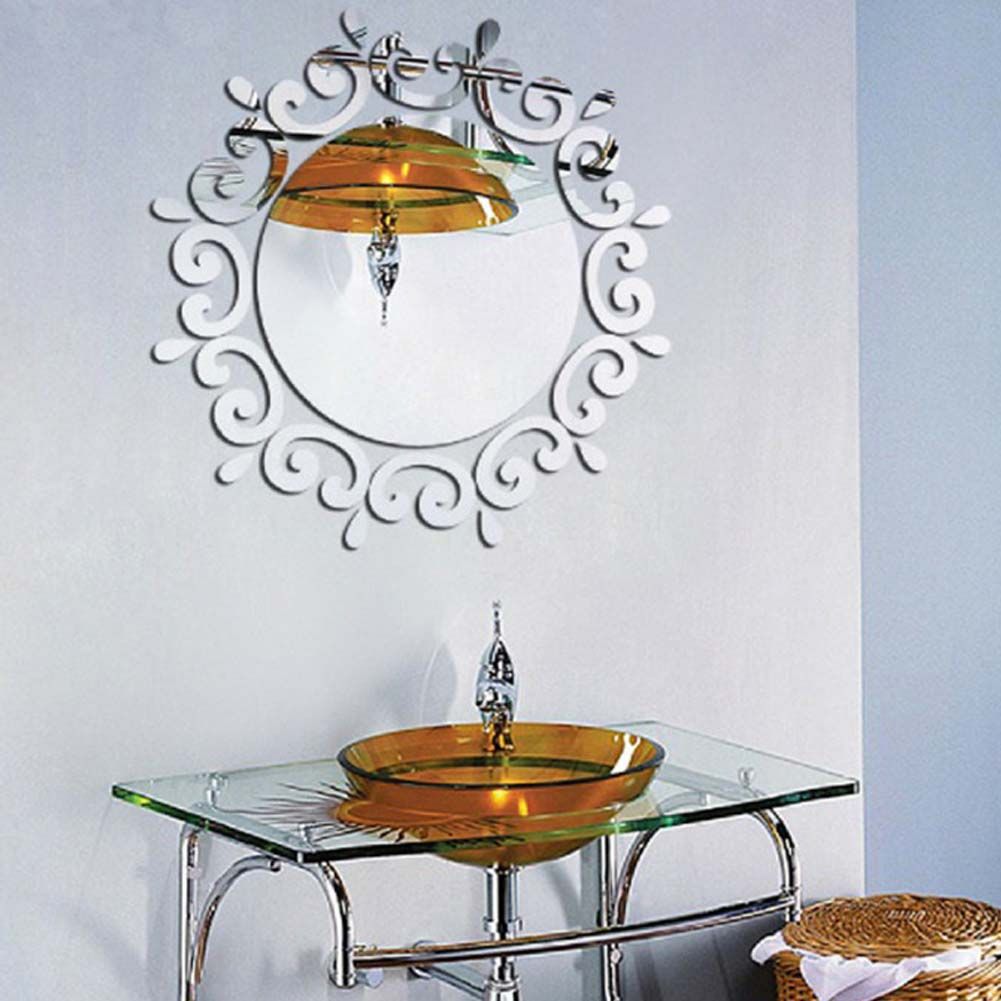 Entrance Ceiling Mirror Sticker Luxury Flower Vine Decorative Dressing Up Mirror Art Vinyl Mural Decor Ceiling Wall Zj0424 Bedroom Mirrors For Sale