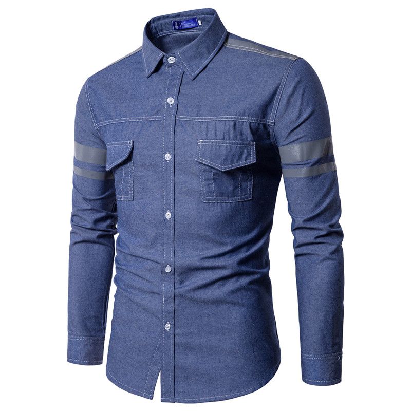 Nueva Marca De Ropa De Imitación De Mezclilla Camisa Casual Hombre Moda De Manga Larga Camisa Masculina Europa Camisas Masculinas Dropshipping 25,31 €