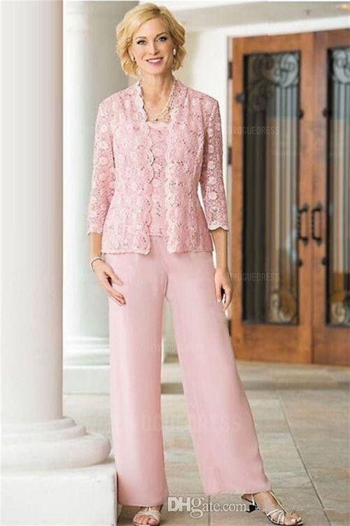 Compra Rosa Encaje Gasa Tres Piezas Madre De La Novia Traje Pantalón Con  Manga Larga Chaqueta 2019 Tallas Grandes Mujer Fiesta De Baile Traje Barato  | Entrega Rápida Y Calidad | DHgate