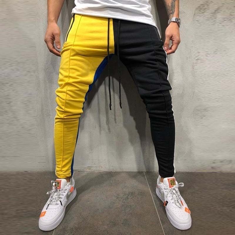 black and yellow joggers mens