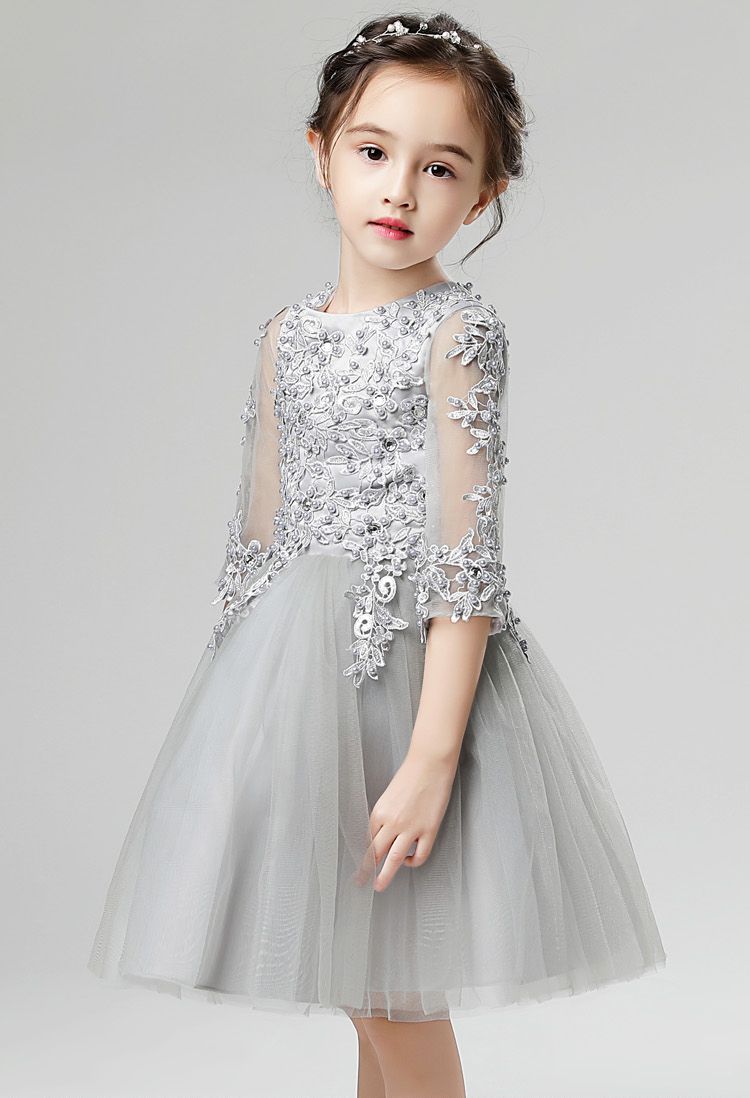 Bonita plata rosa rojo marfil aplique de niña Pago de niña vestidos de flores niña vestidos Bonita plata rosa rojo marfil aplique de niña Pago de niña vestidos de flores niña vestidos