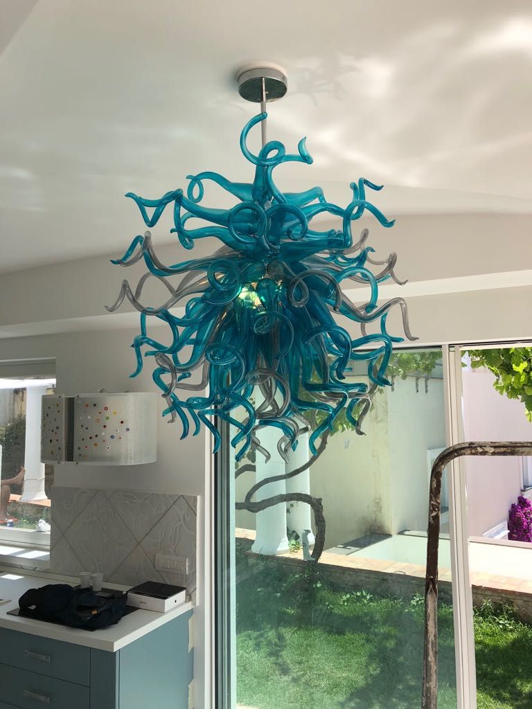 Vintage Design Small Size Mouth Blown Glass Chandelier Light Fixture For Bedroom Living Room Led Murano Glass Chandeliers Ceiling Pendant Pendant