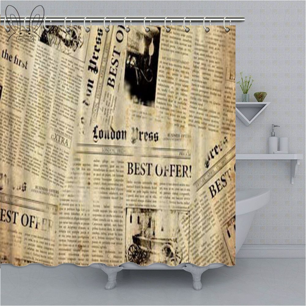 Compre Moda Retro Periodico De La Vendimia De Ducha Bano Cortina De Bano Periodico Viejo Fresco Cortina De Alta Calidad A Prueba De Agua A 26 61 Del Haoxingarden Dhgate Com
