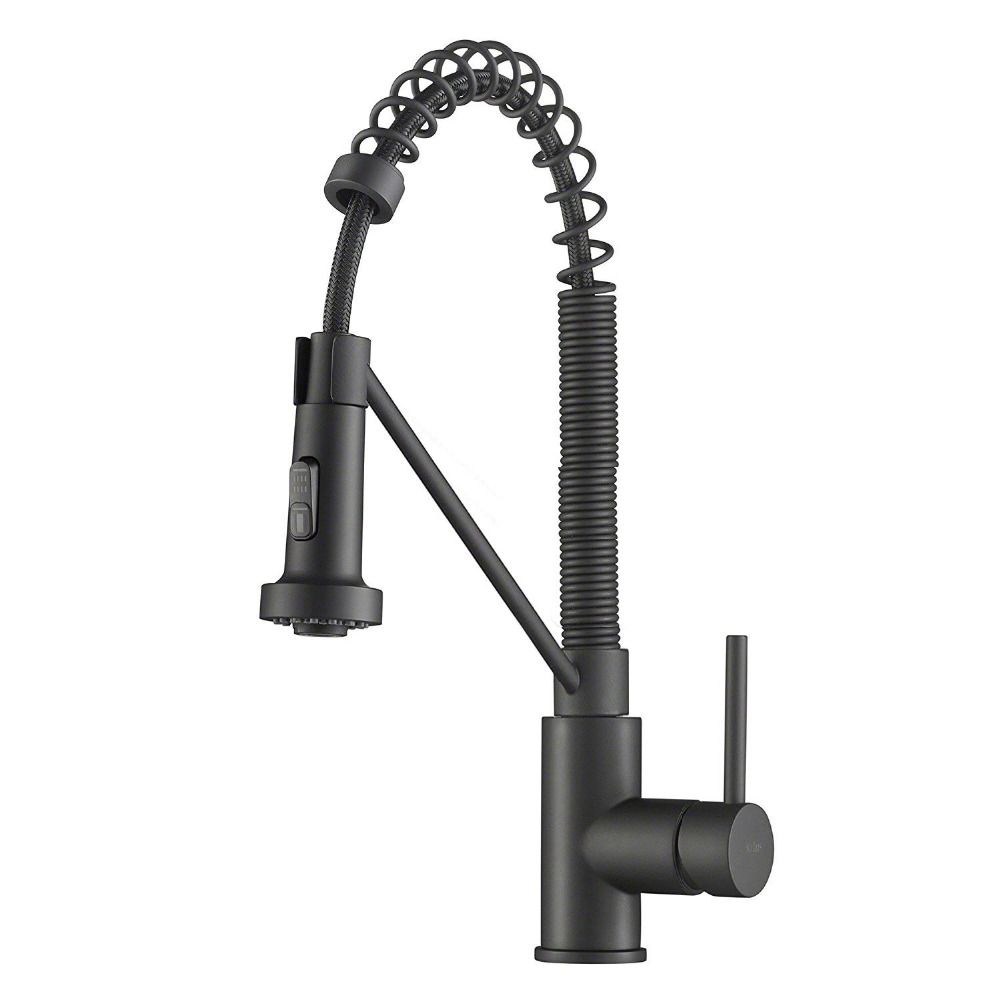 2020 Kraus Single Handle Kitchen Faucet Dual Function Pull Down Sprayhead Matte Black Brushed Nikcle Kitchen Sink Bar Sink Mixer Tap From Jiguan