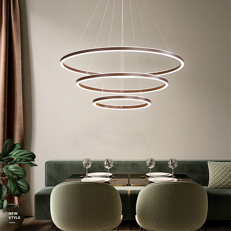 Led Pendant Light Aluminum Ring Hanging Wire Retractable Led
