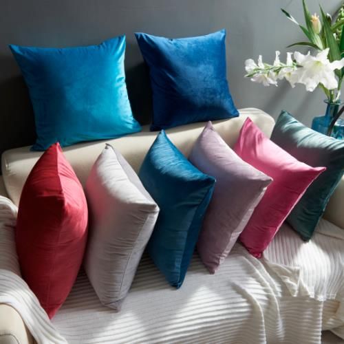 Couleur Uni Velours Housse de Coussin Taie D/'oreiller Maison Canapé Décor