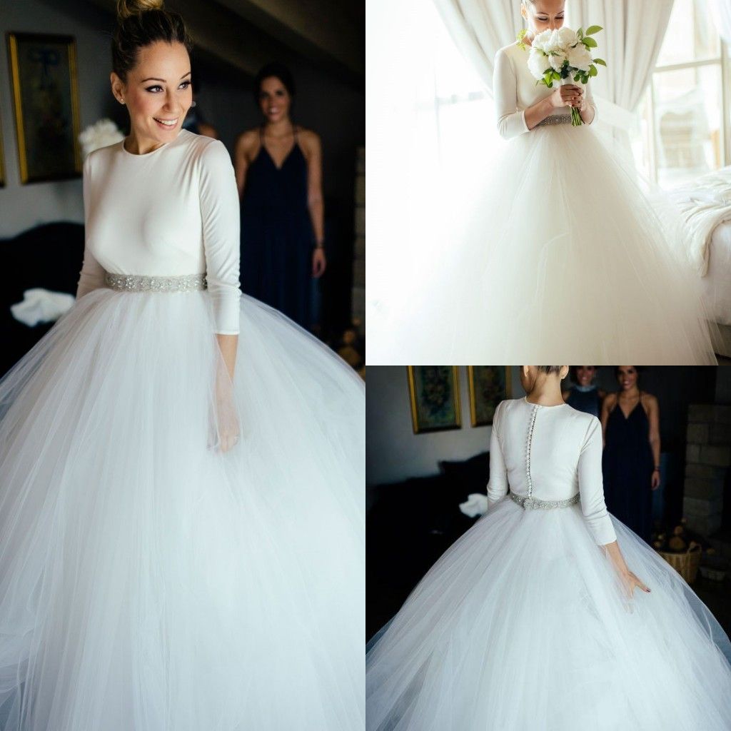 plain white ball gown