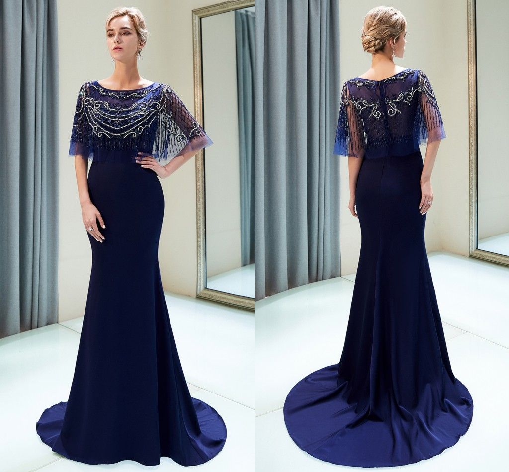 navy blue gowns designer