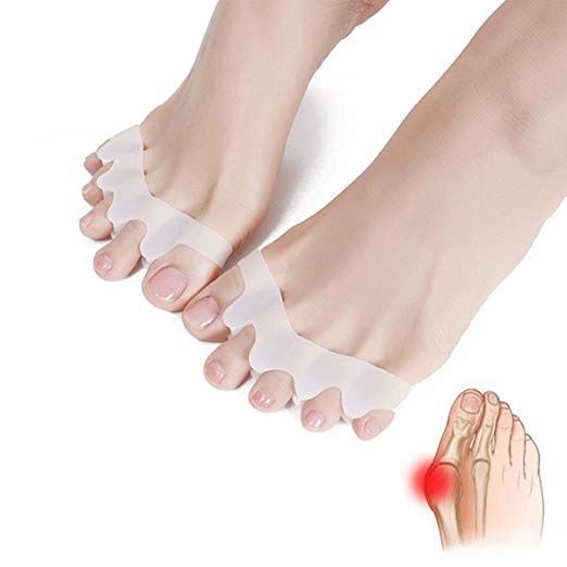 Emily Soft Silicone Gel Two Toes Separator Hallux Valgus Corrector Straightener white S 