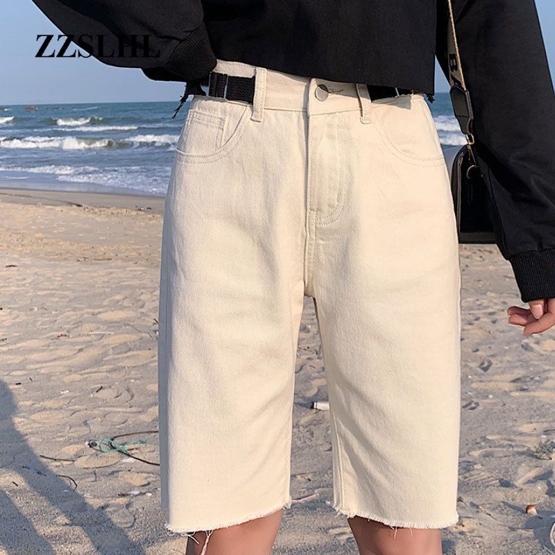 white knee length jeans