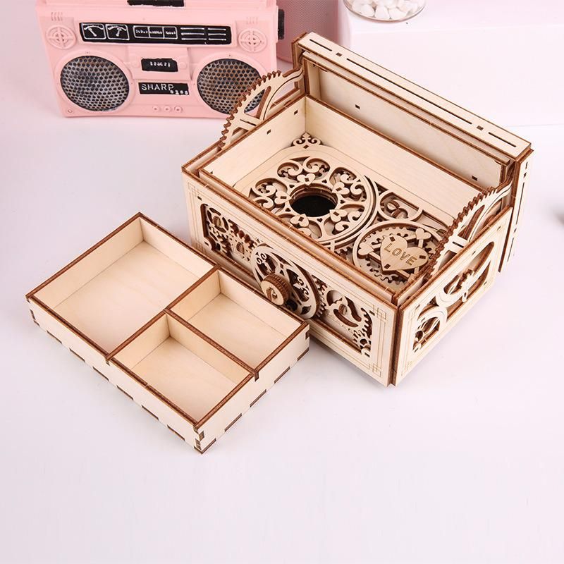 Wooden Music Jewelry Box Mechanical Transmission Model 3d 