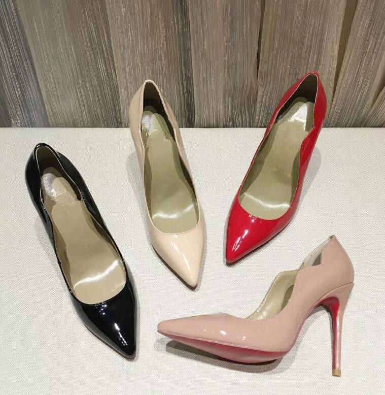 red leather court shoes