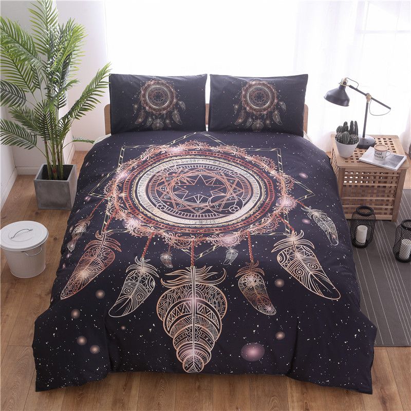 Black Bohemian Duvet Cover Set 2 Single Double Queen King