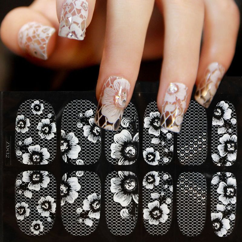 16 Rolls Nails Foil Stickers Black White Lace Flowers Design Manicure Starry Sky Nail Art Transfer 16 Rolls Nails Foil Stickers Black White Lace Flowers Design Manicure Starry Sky Nail Art Transfer