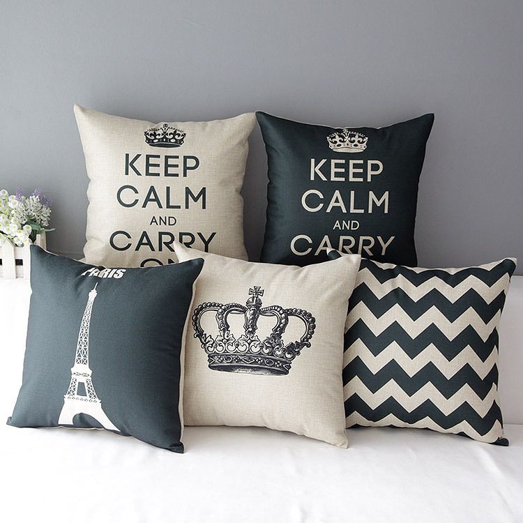 Nordic Modern Paris Eiffel Tower Cushion Covers Crown Keep Calm