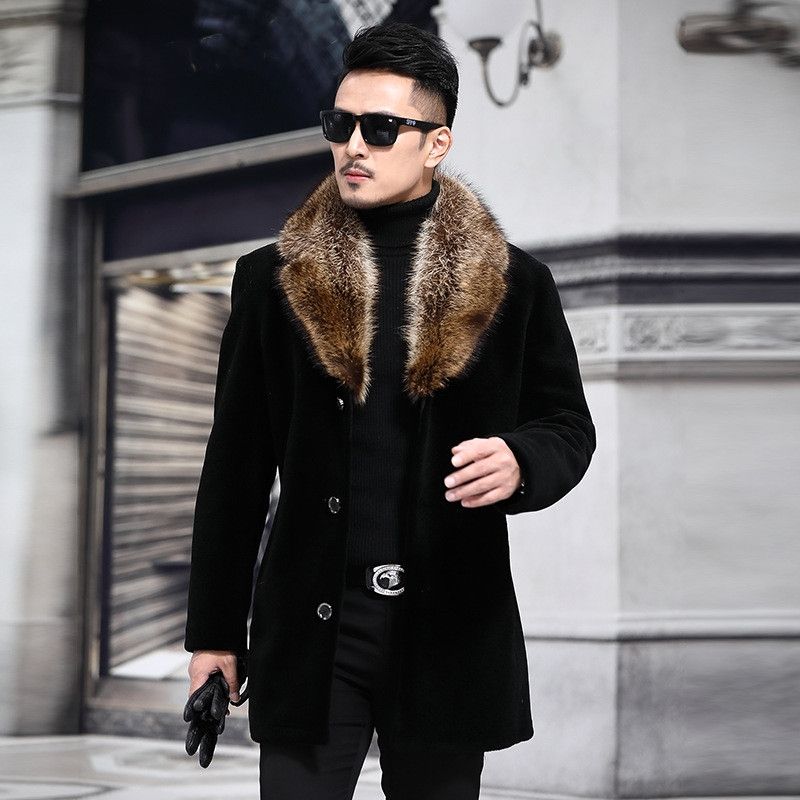 white wool coat with fur collar