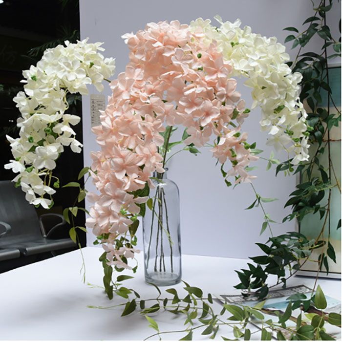 Simulation tombante artificielle fleurs artificielles Hydrangea bouquet  fleur de soie salon maison table décoration chambre décoration de mariage  décorations de mariage