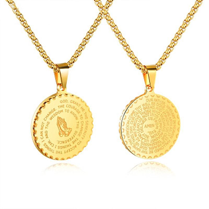 Gold Titanium Steel Necklaces For Men 