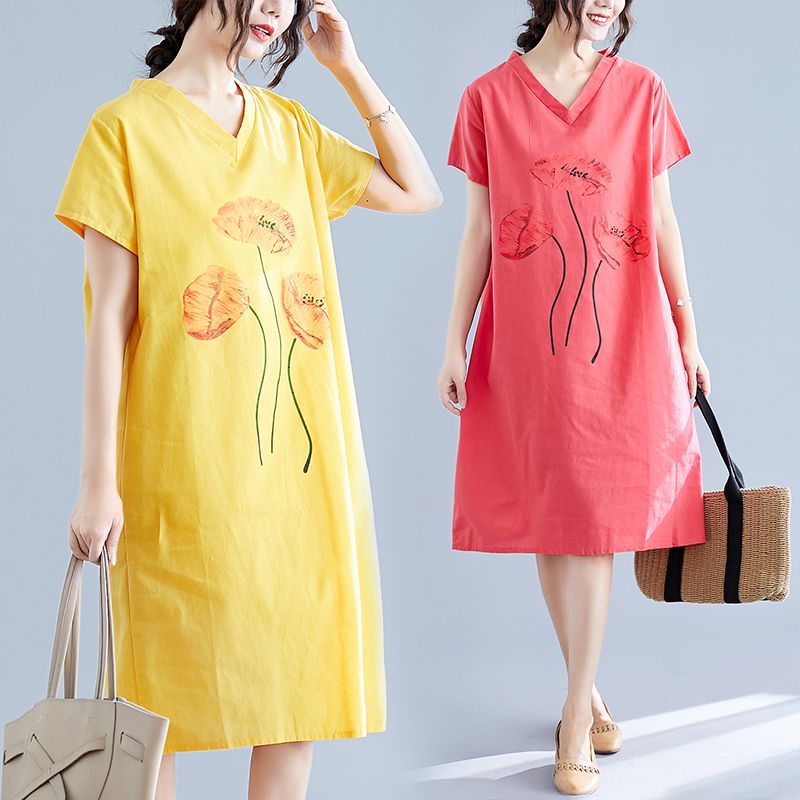 cotton linen plus size dresses