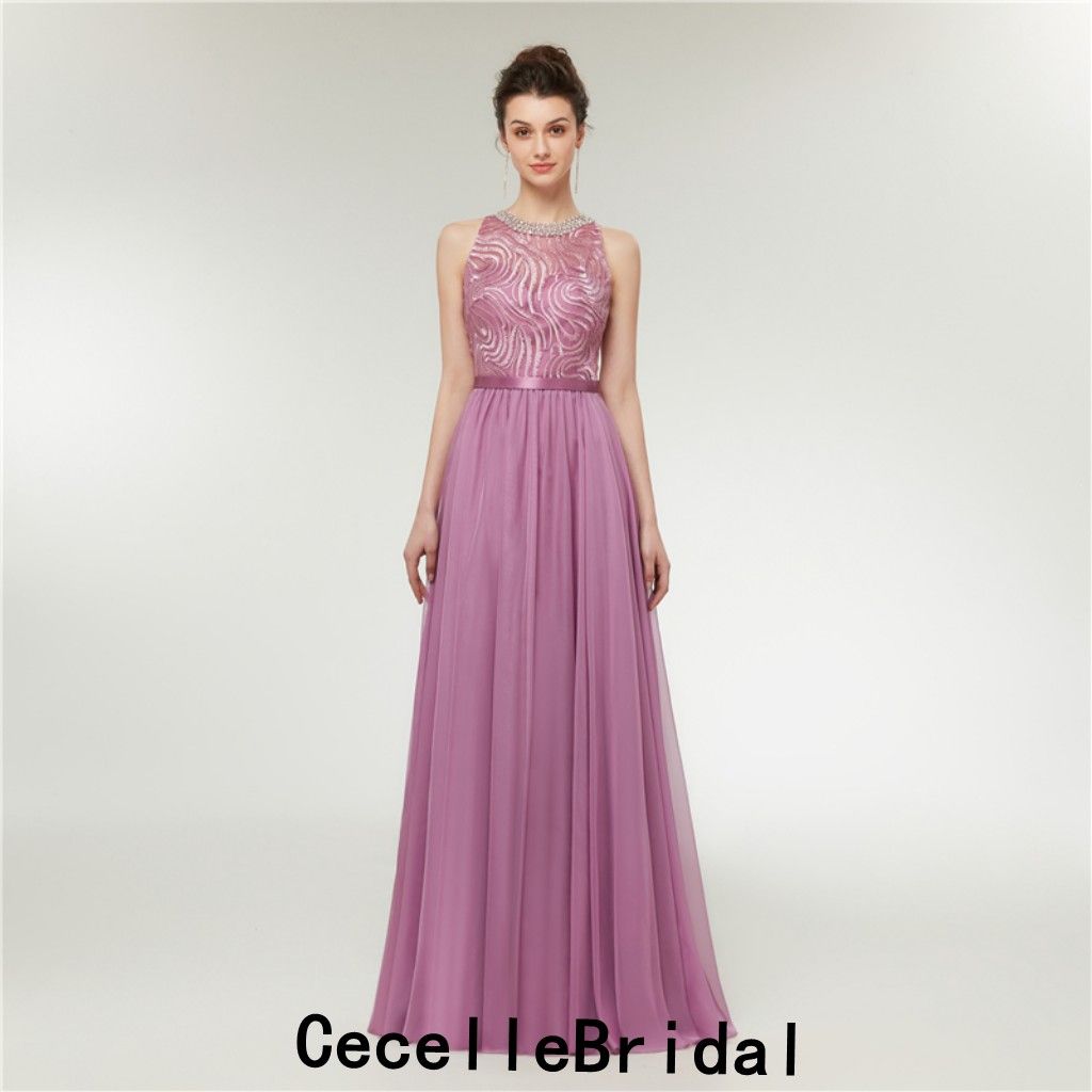 Großhandel Lila A Linie Einfache Spitze Chiffon Lange Abendkleider Ärmellose Perlen Hals Frauen Elegante Abendgesellschaft Kleid Abendkleider Großhandel Lila A Linie Einfache Spitze Chiffon Lange Abendkleider Ärmellose Perlen Hals Frauen Elegante Abendgesellschaft Kleid Abendkleider