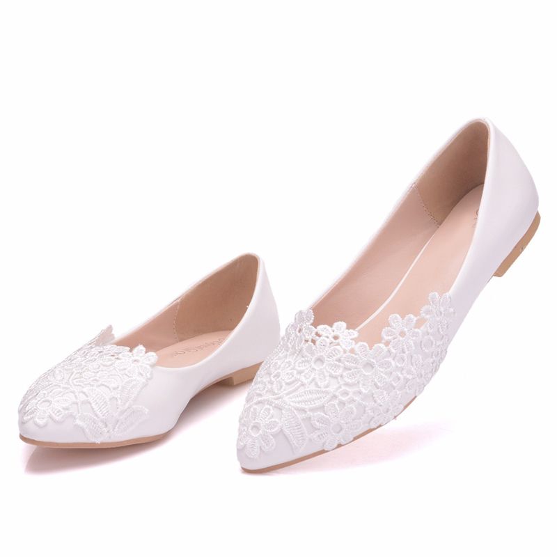Best Price Flat Heel Wedding Party Shoes White Red Women Flats