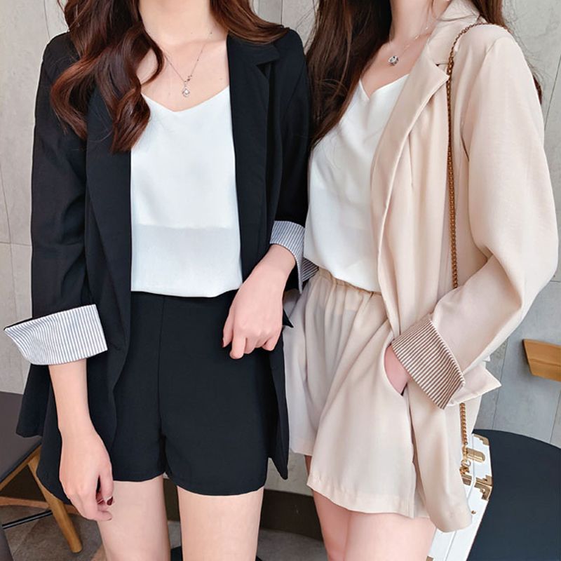 black blazer and short set