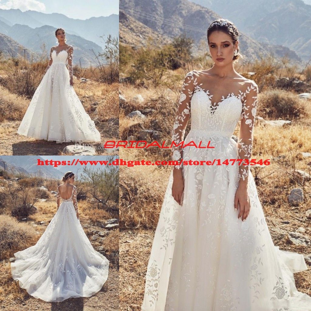 sheer neckline wedding dress