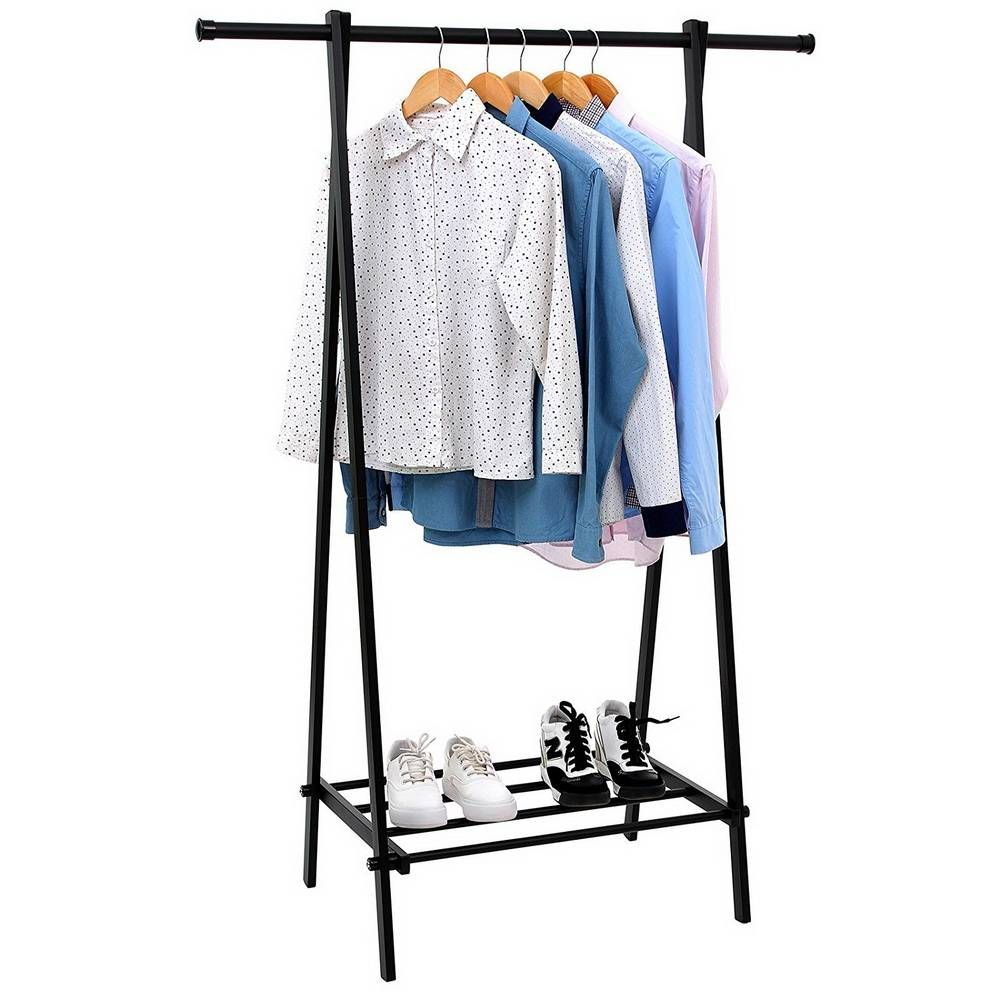 2019 Garment Rack Metal Clothes Coat Shoe Storage Shelf Black One