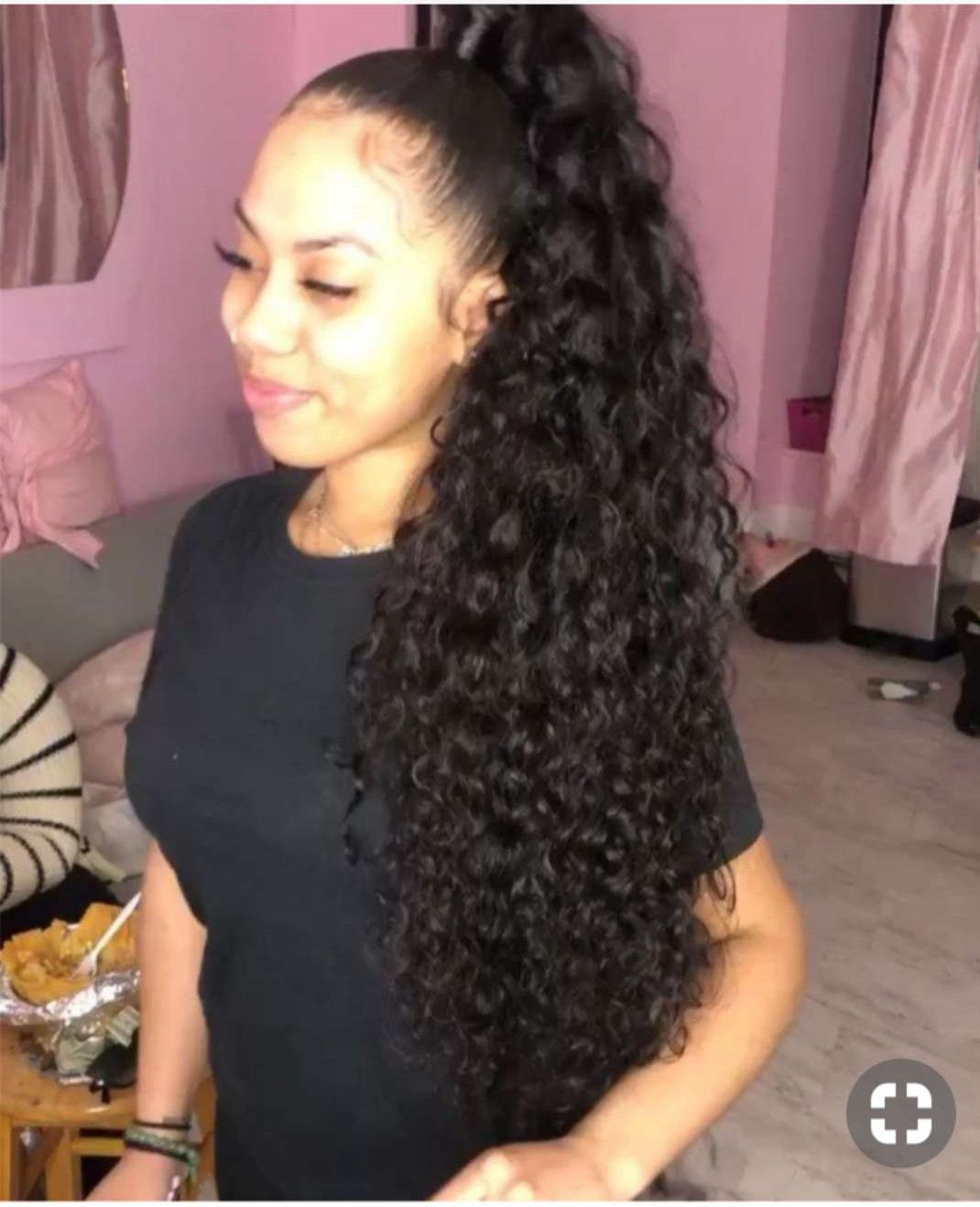 Long High Ponytail Extension Hairpiece Curly 18 Drawstring Multi