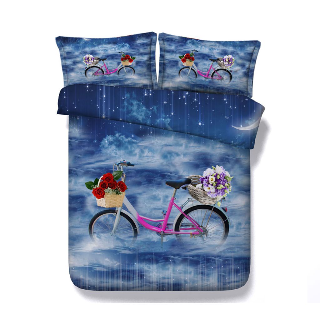 Bicycle Duvet Cover Set Decorative Bedding Set With 2 Pillow Shams