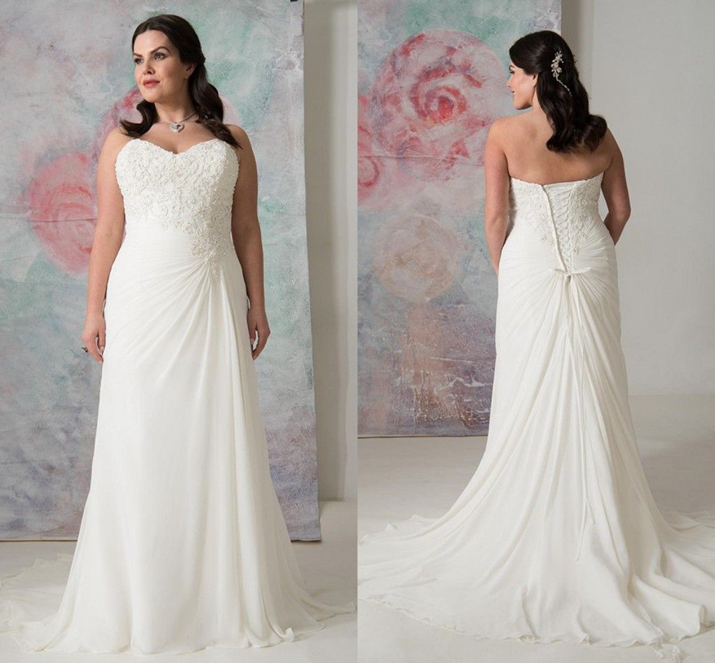 DiscountPlus Size Beach Wedding Dresses 8 Strapless Lace Up ...