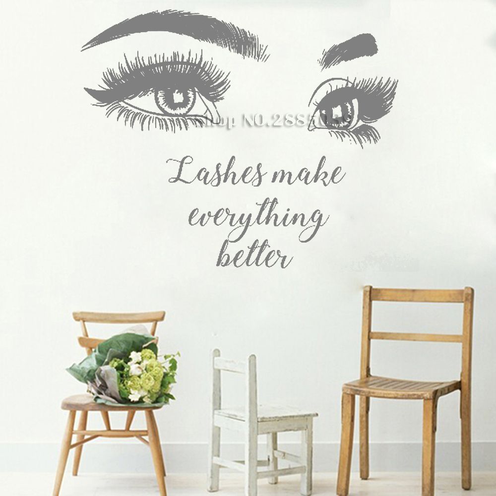 Beautiful Big Eye Eyelashes Wall Stickers Make Up Quotes Beauty Salon Wall Decal Removable Vinyl Sofa Background Decor New Floral Wall Stickers Flower Beautiful Big Eye Eyelashes Wall Stickers Make Up Quotes Beauty Salon Wall Decal Removable Vinyl Sofa Background Decor New Floral Wall Stickers Flower