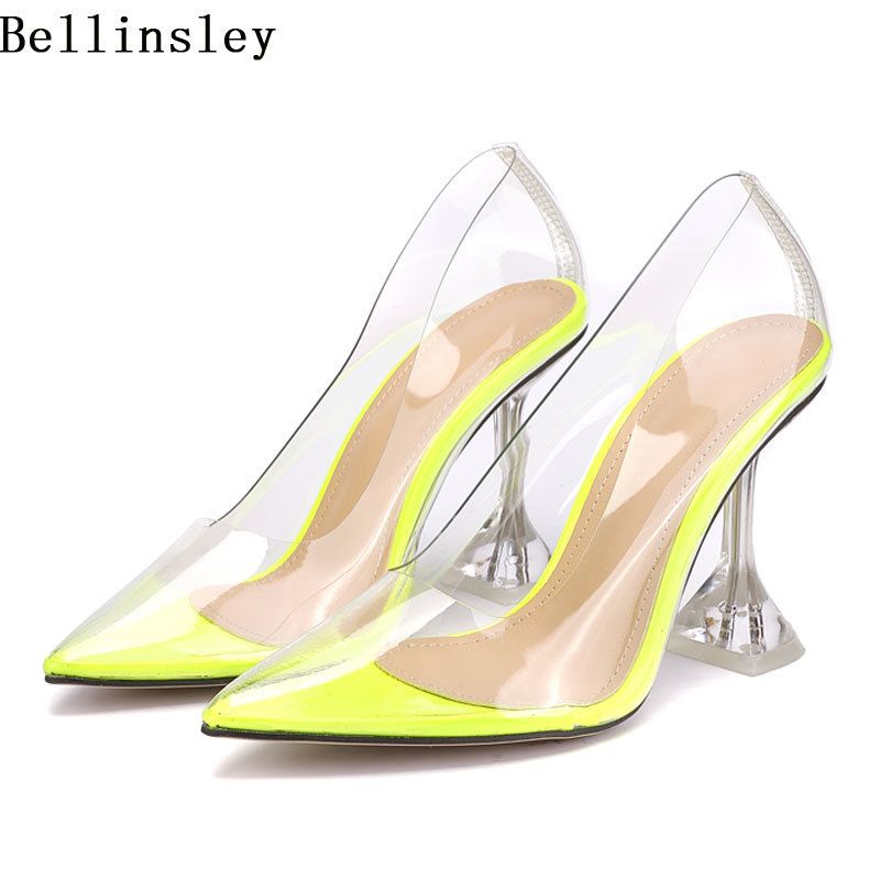 neon green perspex heels