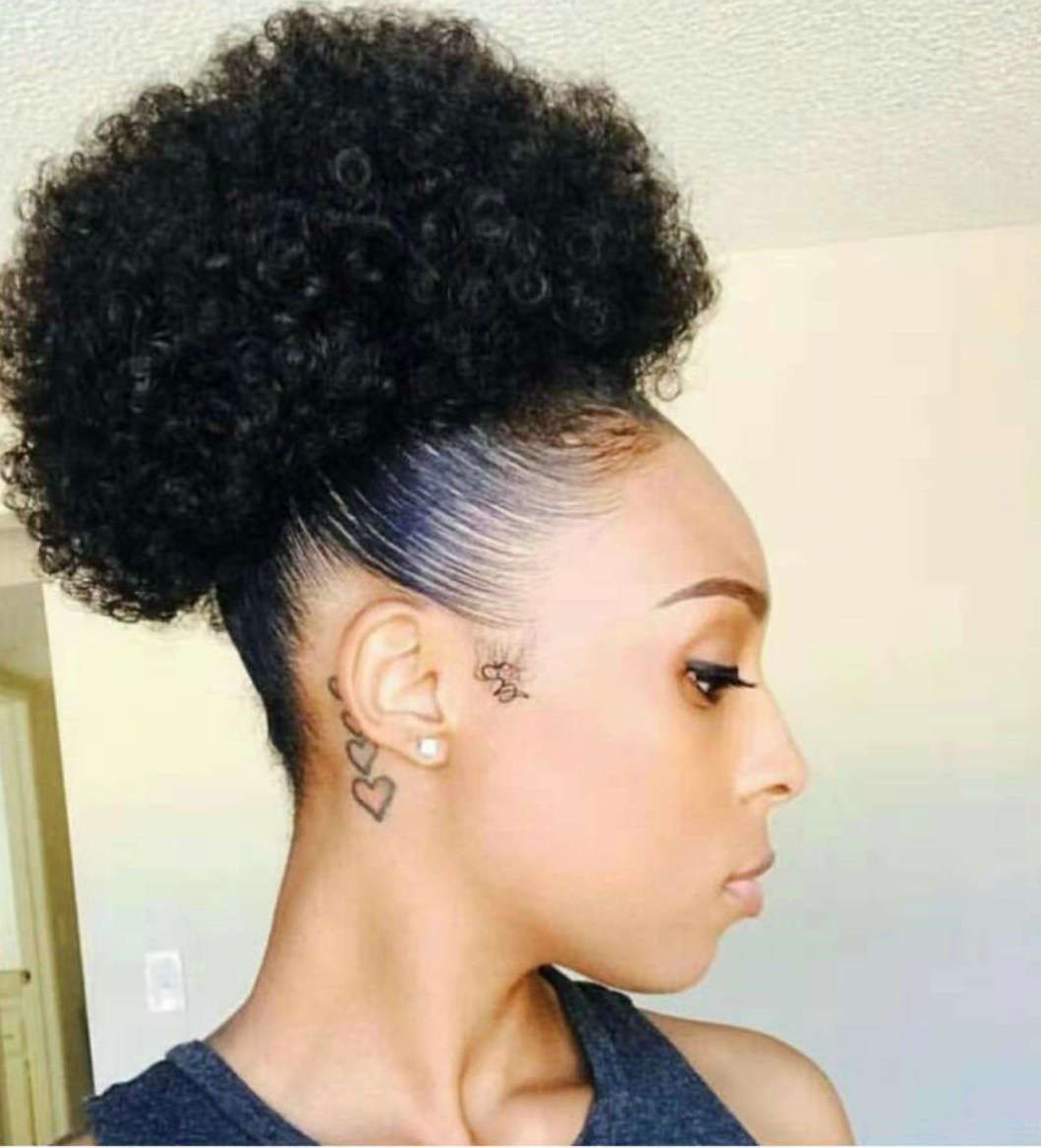 Afro Ponytail Puff Drawstring Clip Human Wrap Not Synthetic Curly