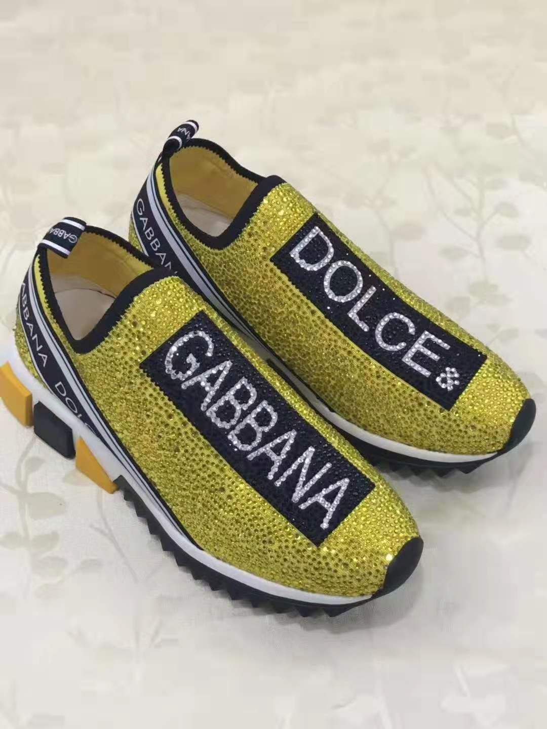 yellow rhinestone shoes