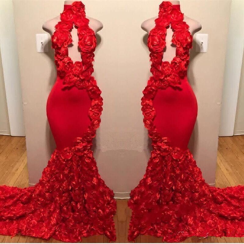 rose train prom dress