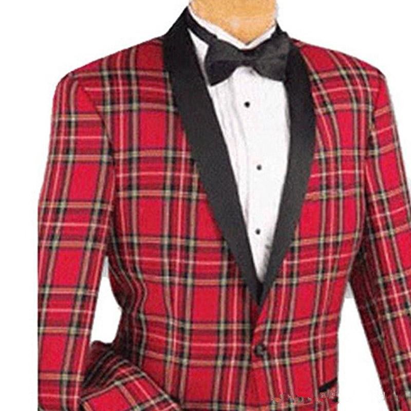 red plaid tuxedo jacket