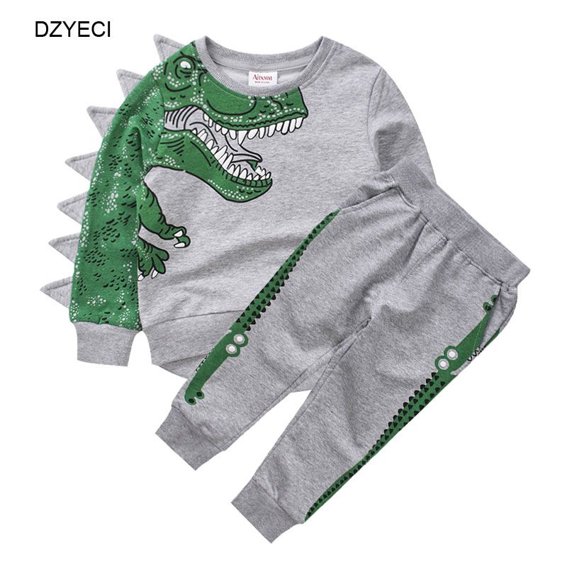 Juego de dinosaurios de otoño para bebé niño Boutique Traje Ropa Niños Sudadera de dibujos animados Juego de dinosaurios de otoño para bebé niño Boutique Traje Ropa Niños Sudadera de dibujos animados