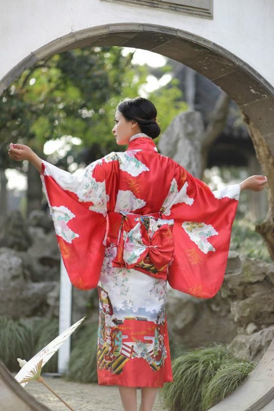 Vintage Japanese Kimono Yukata Haori Costume Geisha Dress Obi Retro for women's 