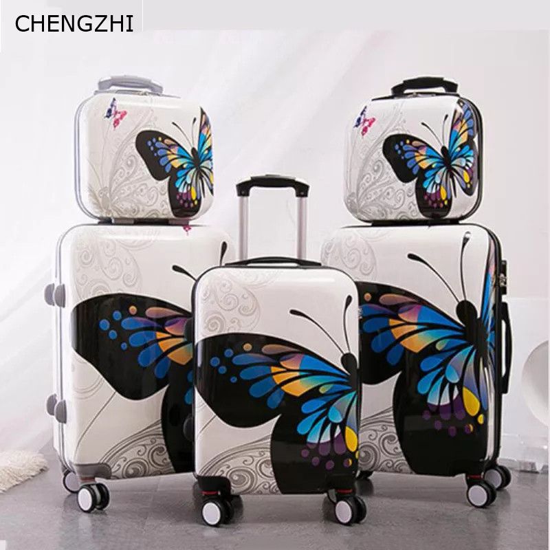 CHENGZHI 2024Inch Butterfly Rolling Luggage Set Wheel Women Travel Suitcase Spinner High Capacity Cabin Trolley Bag Buy Bags Suitcase For Kids From