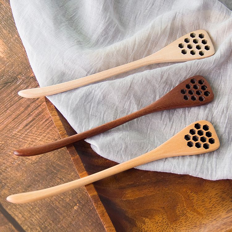 Famhome Cuchara de madera natural de mango largo miel caf/é cuchara de t/é ni/ños arroz postre cuchara de madera cuchara cucharadita vajilla