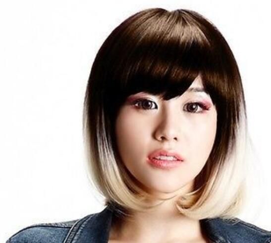 Wig Sexy Glamour Short Straight Hair Full Wig Brown Mixed Cosplay