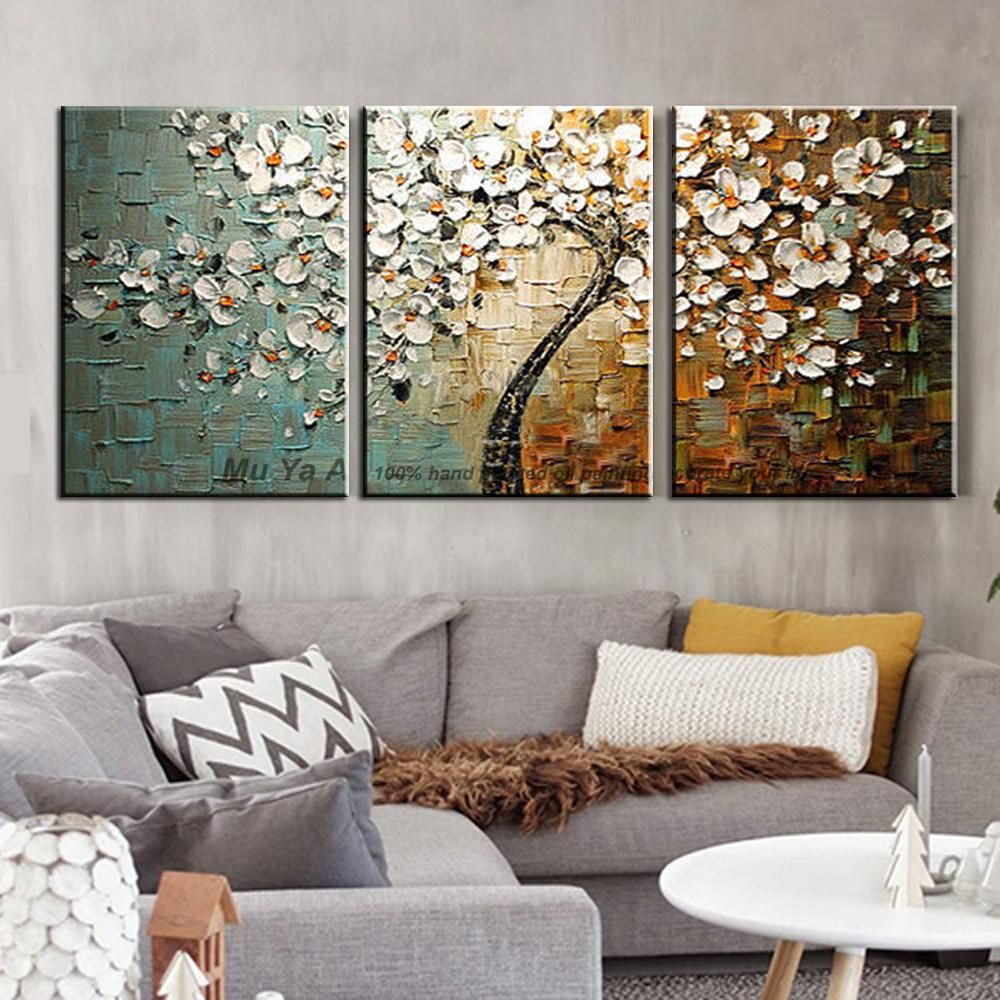 halen Pidgin uitlaat Handgemaakte decoratieve canvas schilderij goedkope moderne schilderijen  paletmes acryl schilderij boom muur foto's voor de woonkamer